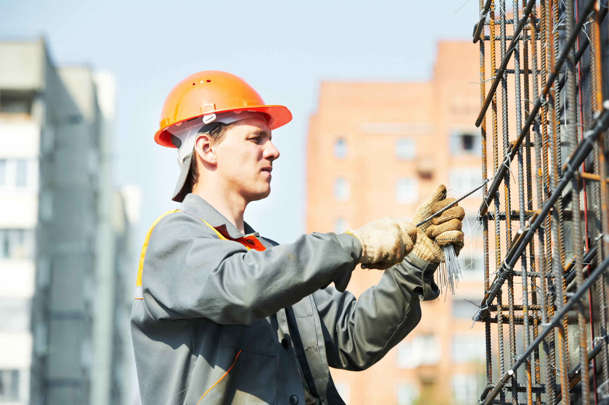 Construction Worker Making Reinforcement